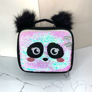 Justice | Panda Sequin Black White Kids Girls School Lunch Box Tote Cool